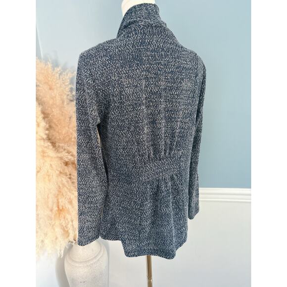 Carol Rose Marled Knit Cardigan Swearer Size Medium Petite Navy Blue - Picture 8 of 10